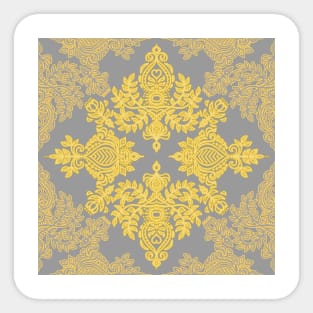 Golden Folk - doodle pattern in yellow & grey Sticker